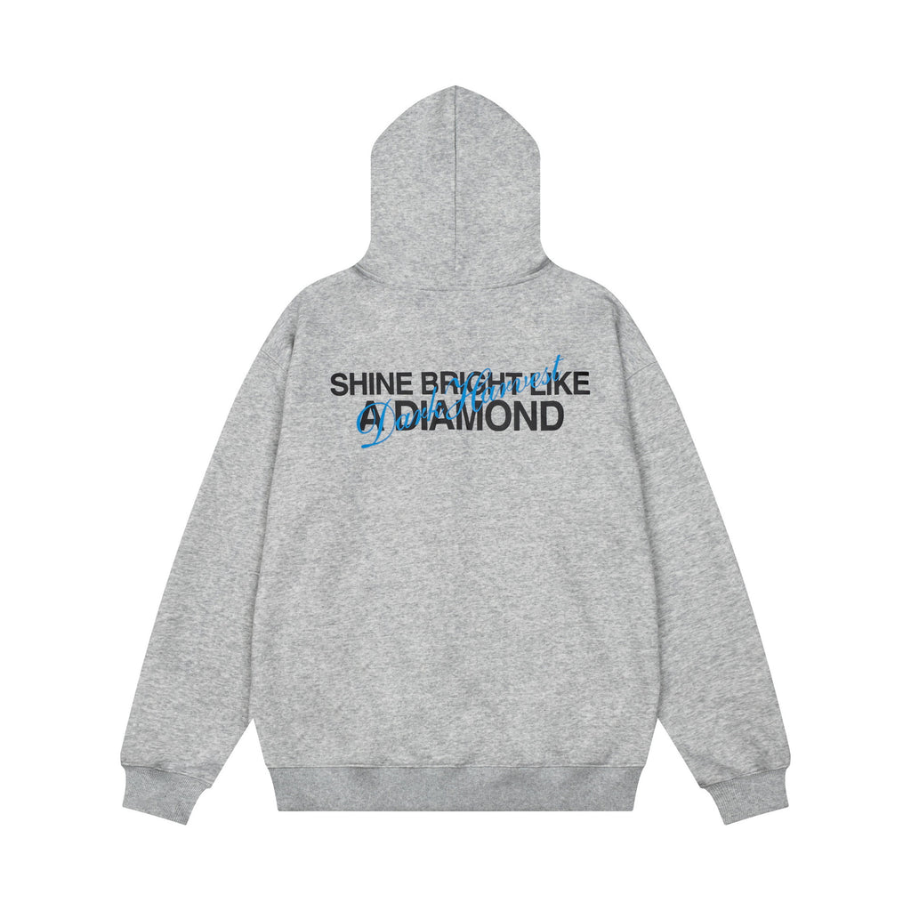 Bright contrasting big slogan cardigan hooded sweatshirt jacket