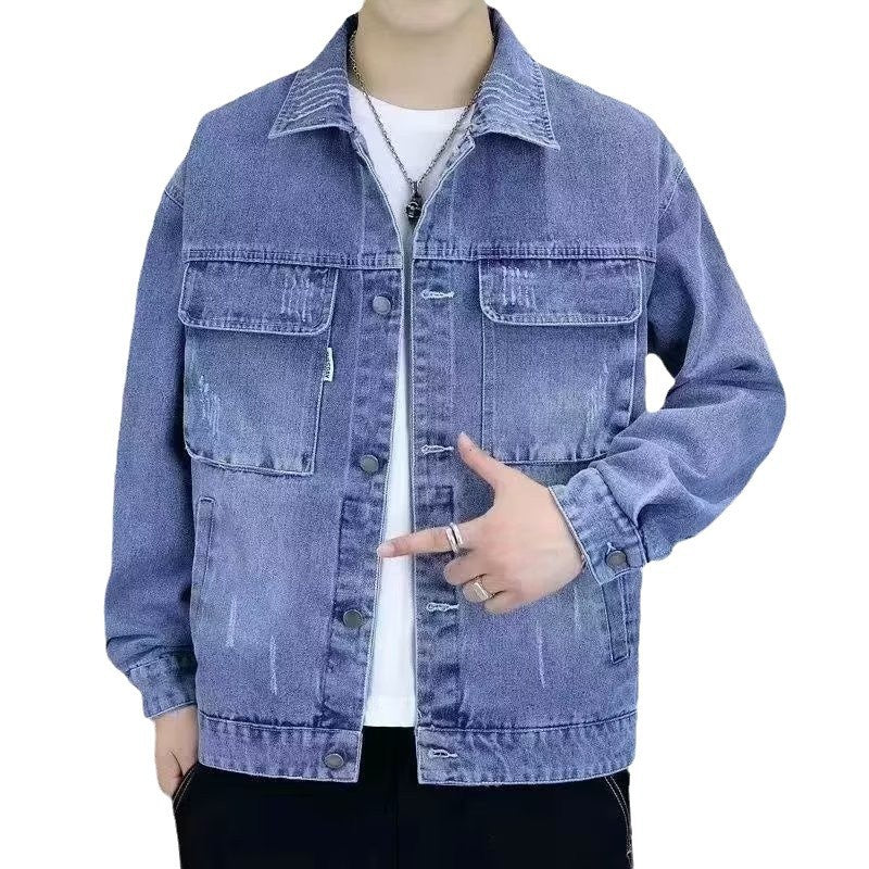 Mens Stylish Relaxed-fit Casual Denim Jacket