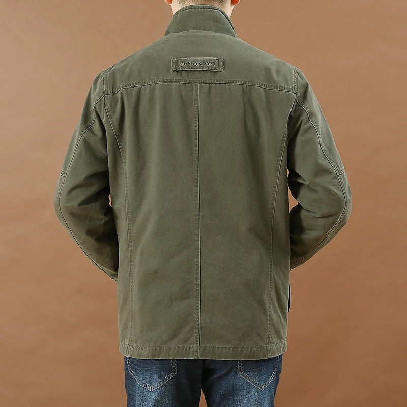 Men's Casual Cotton Parka Winter Outdoor Canvas Jacket with Washed Technics Plus Size Zipper Closure