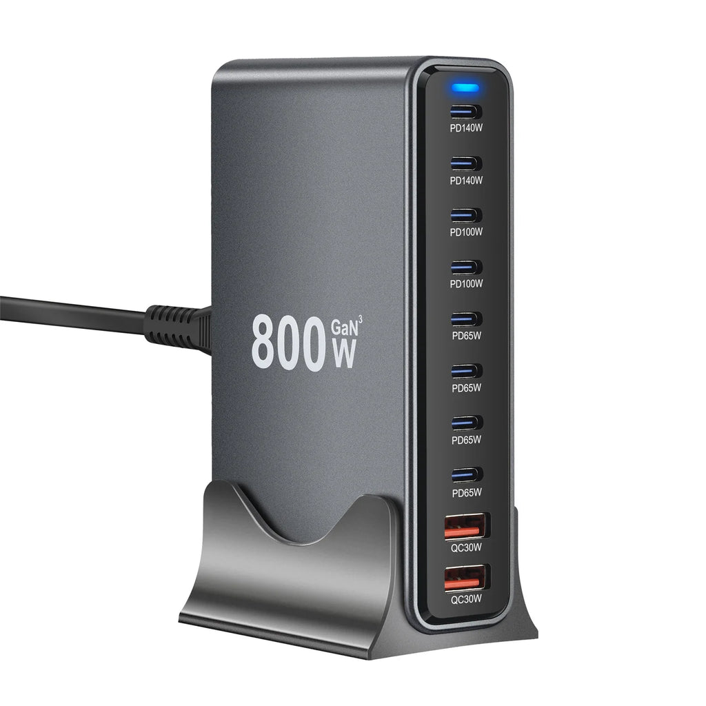 Trending Products 2025 New Arrivals Multifunctional 10 Port for iphone Laptop Tablet USB Charger Adapter 800W GaN 8C2A Charger