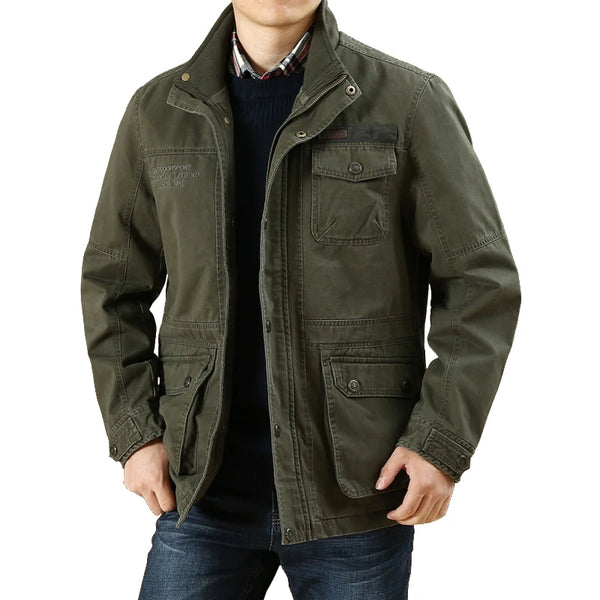Men's Casual Cotton Parka Winter Outdoor Canvas Jacket with Washed Technics Plus Size Zipper Closure