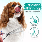 5 in 1 Professional Dogs Grooming Scissors Set Stainless Steel Dog and Cat Hair Thinning Shears with Safety Round Tip for Pet