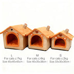 All Season Dog House Style Bed - Removable Washable Pet Bed for Small Dogs Teddy Winter Warm Cat Dog House