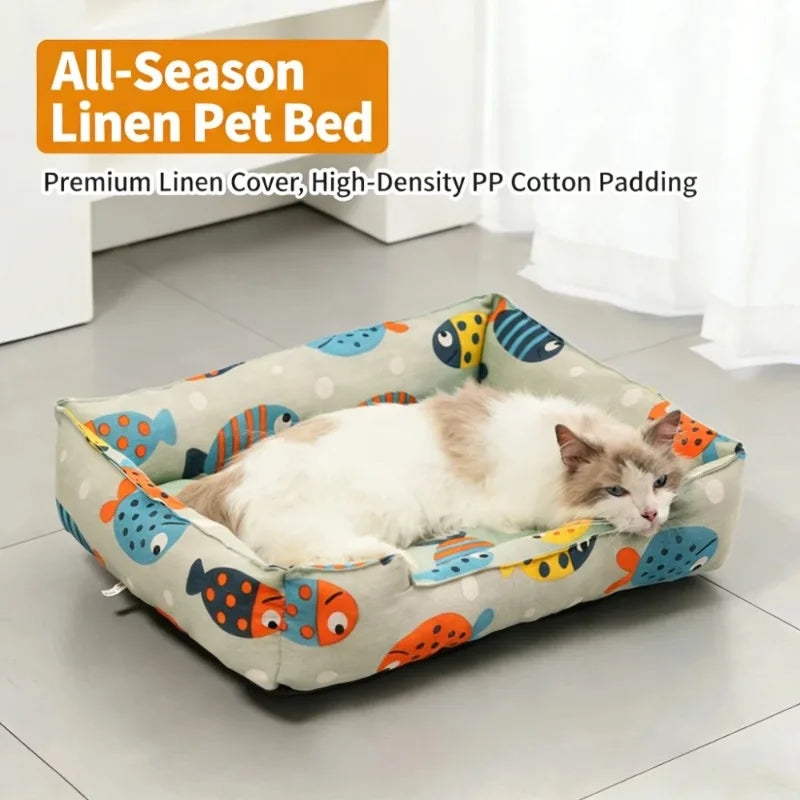 Pet Summer Mat Cute Dog Cooling Sofa Breathable Washable Four Seasons For Small Dog Bed Cushion Pet Cat Nest Mat Accessories