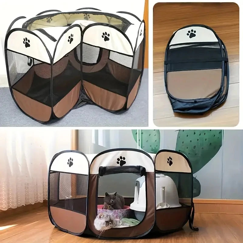 Cat maternity room octagonal pet fence Oxford cloth waterproof andscratch-resistant foldable pet tent cat nest kennel