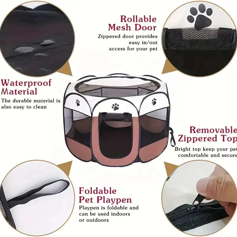 Cat maternity room octagonal pet fence Oxford cloth waterproof andscratch-resistant foldable pet tent cat nest kennel