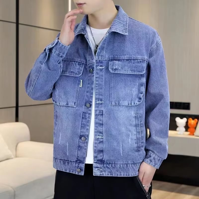 Mens Stylish Relaxed-fit Casual Denim Jacket